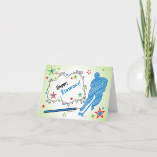 Aniversário! Cartão de Saudação de Hockey com Escr