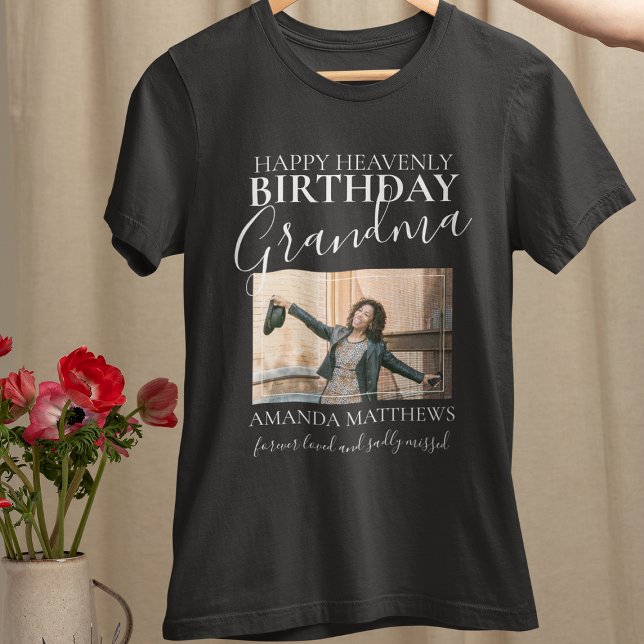 Aniversário Celestial Vovó | Camiseta Memorial com (Criador carregado)