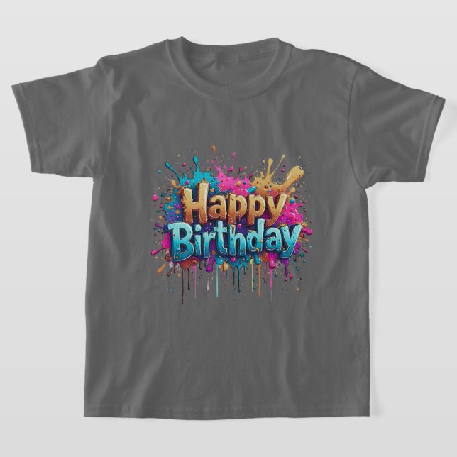 Aniversário Cheer - Colorida Camiseta Feliz de Ani (Postura )