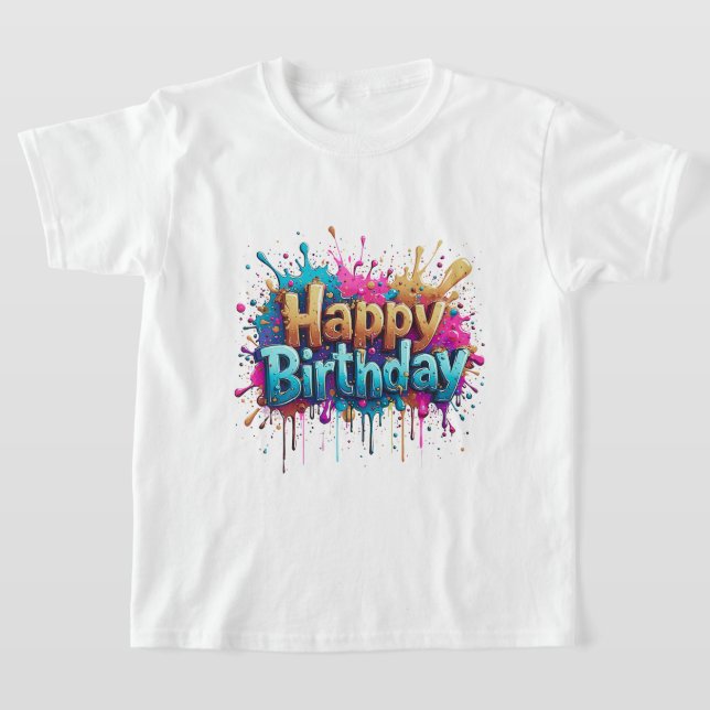 Aniversário Cheer - Colorida Camiseta Feliz de Ani (Postura )