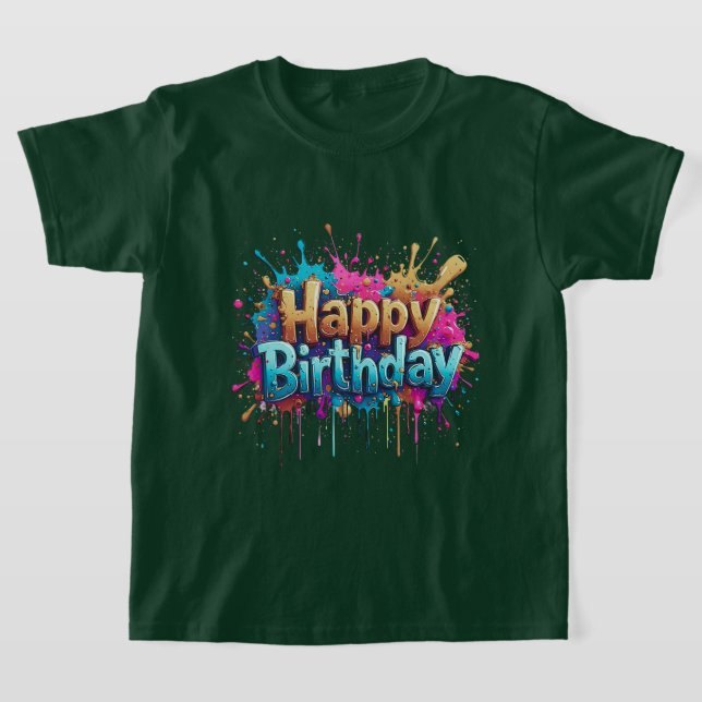 Aniversário Cheer - Colorida Camiseta Feliz de Ani (Postura )