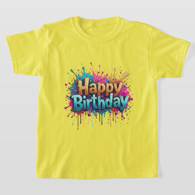 Aniversário Cheer - Colorida Camiseta Feliz de Ani (Postura )