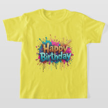 Aniversário Cheer - Colorida Camiseta Feliz de Ani