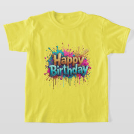 Aniversário Cheer - Colorida Camiseta Feliz de Ani