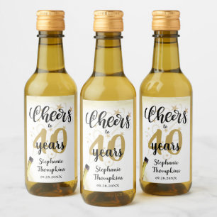 Aniversário CHEERS PARA # ANOS Script Dourado Pret