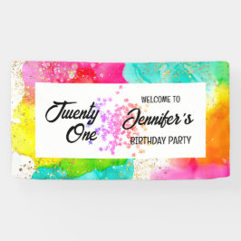 Aniversário Colorido de Coloração de Água