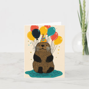 Aniversário com Balões - Cartão de Aniversário