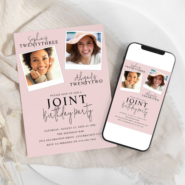 Aniversário comum | 2 Convite fotográfico (Criador carregado)