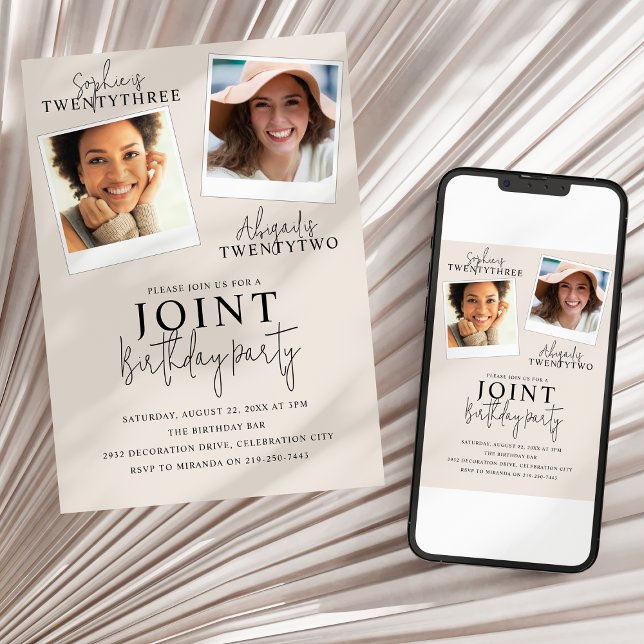 Aniversário comum | 2 Convite fotográfico (Criador carregado)