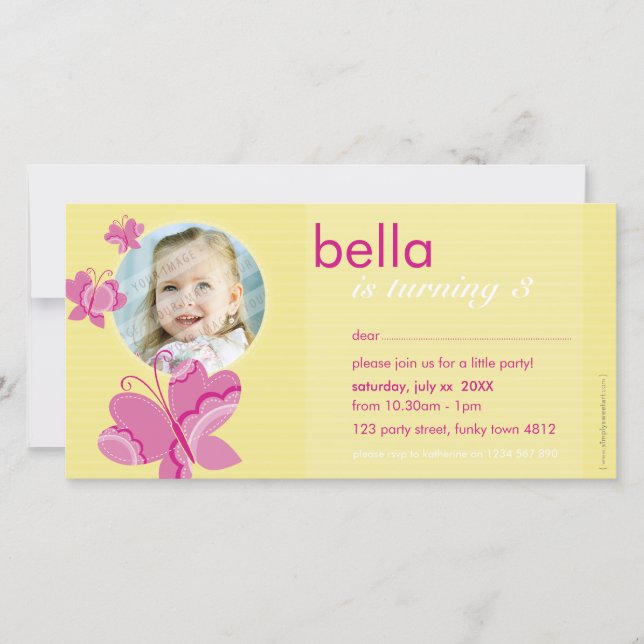 ANIVERSÁRIO CONVITE O CARTÕES DE FOTOS: flutterbyb (Frente)