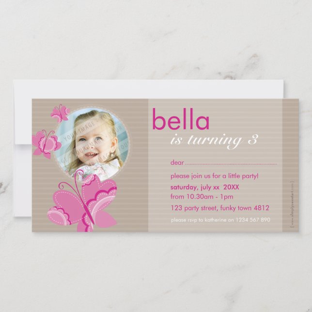 ANIVERSÁRIO CONVITE O CARTÕES DE FOTOS: flutterbyb (Frente)