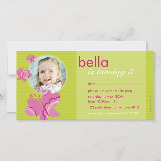 ANIVERSÁRIO CONVITE O CARTÕES DE FOTOS: flutterbyb (Frente)