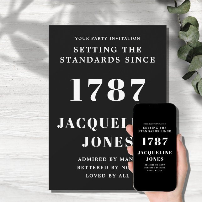 Aniversário Convite Preto E Branco (Criador carregado)