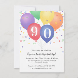 Aniversário Convites com balões de cor clara