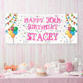 Aniversário da Banner Personalizável para Meninas