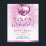 Aniversário da Bola de Disco do 70s com brilho ros<br><div class="desc">Vidro de Disco do Partido 70s,  Rosa Leve,  Cinza Cor-de-Rosa,  Blush,  Qualquer Convite De Aniversário De Idade</div>