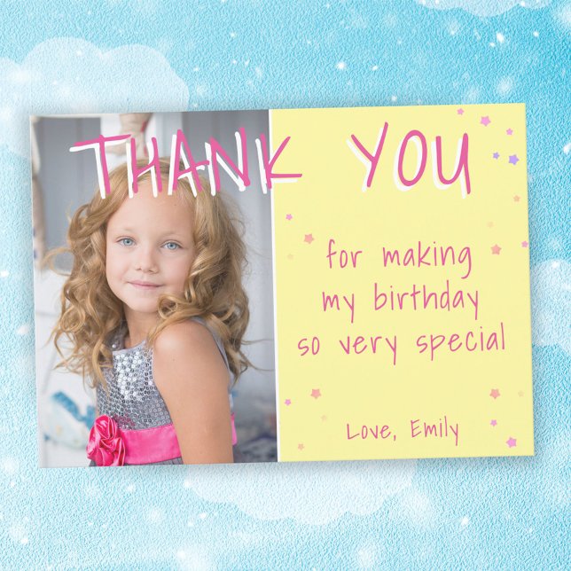 Aniversário da Estrela Amarela Obrigado Cartão com (Criador carregado)