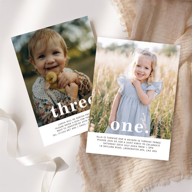 Aniversário da Foto Conjunta Dupla Side - Convite  (Criador carregado)