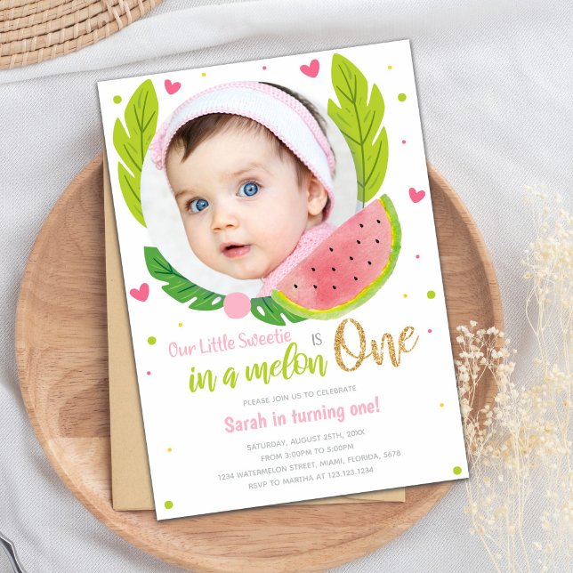 Aniversário da Melancia Convites com Foto (Watermelon Birthday Invitations with photo)