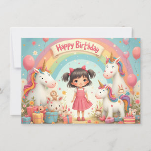 Aniversário da Menina com Unicórnios e Arco-Íris
