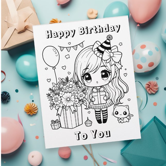 Aniversário da Menina de Anime me Cor (Criador carregado)