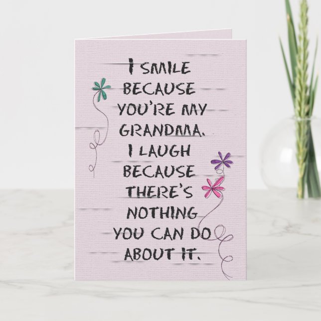 Aniversário da vovó com flores brilhantes Cartão (Frente)