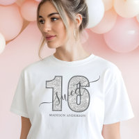 Aniversário de 16 anos com Letra Brilhante Prata