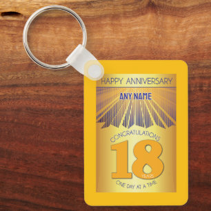 Aniversário de 18 Anos de Sobriedade Chaveiro de