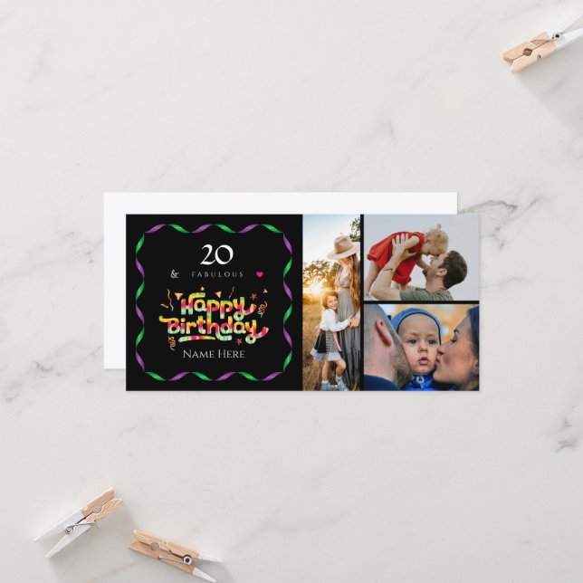 Aniversário de 20 para Alguém Foto Personalizada F (Frente/Verso In Situ)