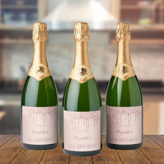 aniversário de 21 anos blush rosa dourado glitter  (Criador carregado)