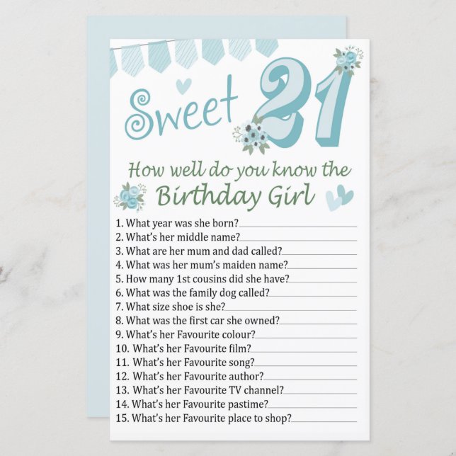 aniversário de 21 anos, como você sabe o aniversár (Frente/Verso)