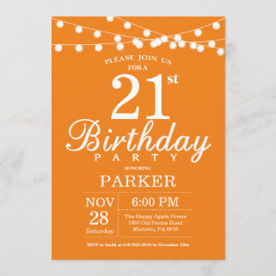aniversário de 21 anos Convite Laranja