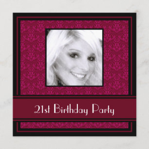 aniversário de 21 anos Convites de festas Damask 