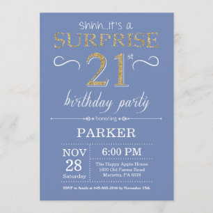 aniversário de 21 anos de Convite Surpresa Azul e