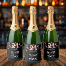 Aniversário de 21 anos de estrelas rosa douradas p