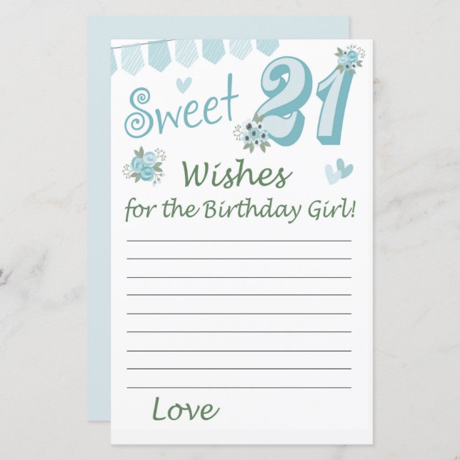 aniversário de 21 anos deseja a aniversariante (Frente/Verso)