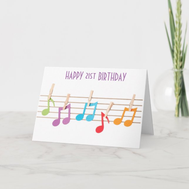 **aniversário de 21 anos** NOTAS MUSICAIS DESEJOS  (Frente)