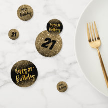 aniversário de 21 anos preto e Dourado brilho