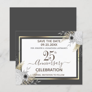 Aniversário de 25 Floral Salve a Data Invi