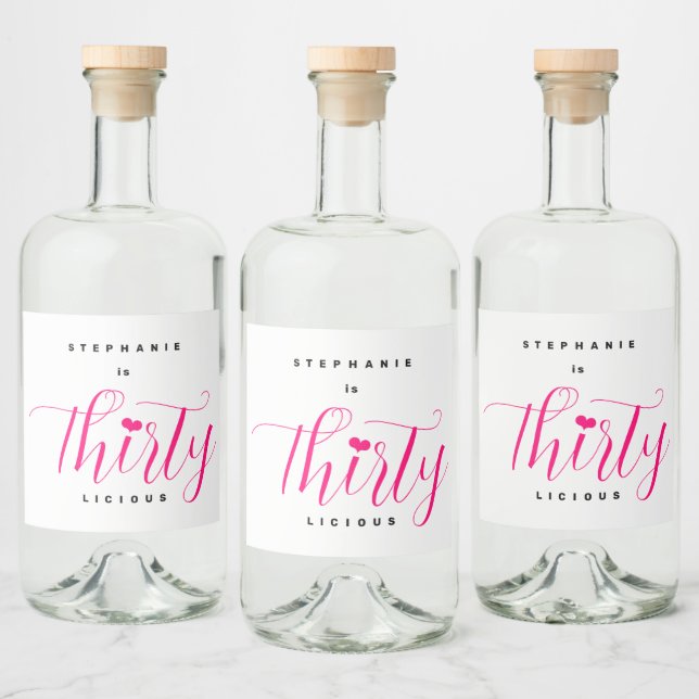 aniversário de 30 anos 333 - Texto rosa tilílico (Garrafas)