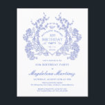 ANIVERSÁRIO DE 30 ANOS azul Pancete Floral do ORÇA<br><div class="desc">Uma elegante crista floral azul-vintage francesa toma palco central neste convite de aniversário de eterno. Ornamentado,  formal e muito feminina fará qualquer dama de aniversário se sentir muito especial. Os suprimentos da parte coordenadora estão disponíveis.</div>