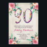 aniversário de 30 anos Belo Convite Floral,<br><div class="desc">Belo Chá de panela Floral,  Chá de fraldas,  Flores,  rosa,  roxo</div>
