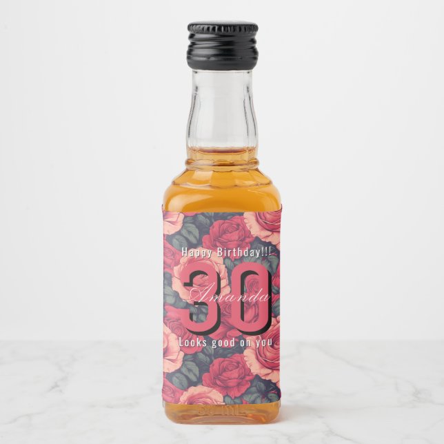 Aniversário de 30 anos com tema de rosa personaliz (Frente)