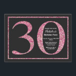 aniversário de 30 anos Convite à apresentação de q<br><div class="desc">Convite para aniversário de 30 anos. Festa de aniversário brilhante preta e cor-de-rosa Convide com fundo de quadro. Surpresa Aniversário. Aniversário Adulto. Homens ou Mulheres Bday Bash Party. Para mais personalização,  clique no botão "Personalizar" e use nossa ferramenta de design para modificar este modelo.</div>