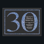 aniversário de 30 anos Convite Blue Glitter<br><div class="desc">Convite para aniversário de 30 anos. Festa de aniversário brilhante preto e azul Convide com fundo de quadro. Surpresa Aniversário. Aniversário Adulto. Homens ou Mulheres Bday Bash Party. Para mais personalização,  clique no botão "Personalizar" e use nossa ferramenta de design para modificar este modelo.</div>