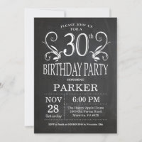 aniversário de 30 anos Convite Chalkboard Floral