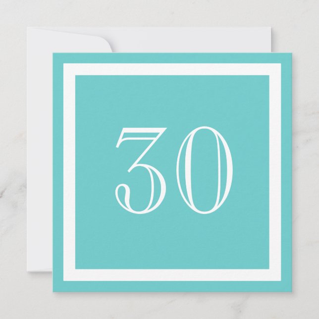 aniversário de 30 anos Convite de festas - Aqua (Frente)