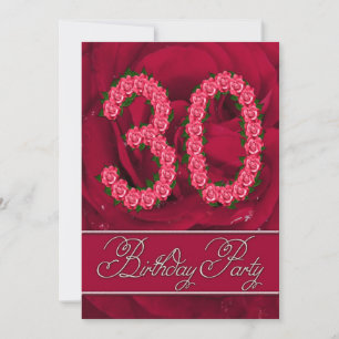 aniversário de 30 anos convite de festas com rosa