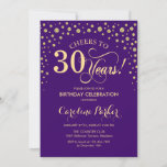 aniversário de 30 anos Convite de festas - Dourado<br><div class="desc">Convite de festas aniversário de 30 anos. Design elegante com ouro brilhante e roxo. Saúde para 30 anos! Envie-me uma mensagem se precisar de mais personalização.</div>