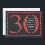 aniversário de 30 anos Convite para apresentação d<br><div class="desc">Convite para aniversário de 30 anos. Festa de aniversário brilhante preto e vermelho Convide com fundo de quadro. Surpresa Aniversário. Aniversário Adulto. Homens ou Mulheres Bday Bash Party. Para mais personalização,  clique no botão "Personalizar" e use nossa ferramenta de design para modificar este modelo.</div>